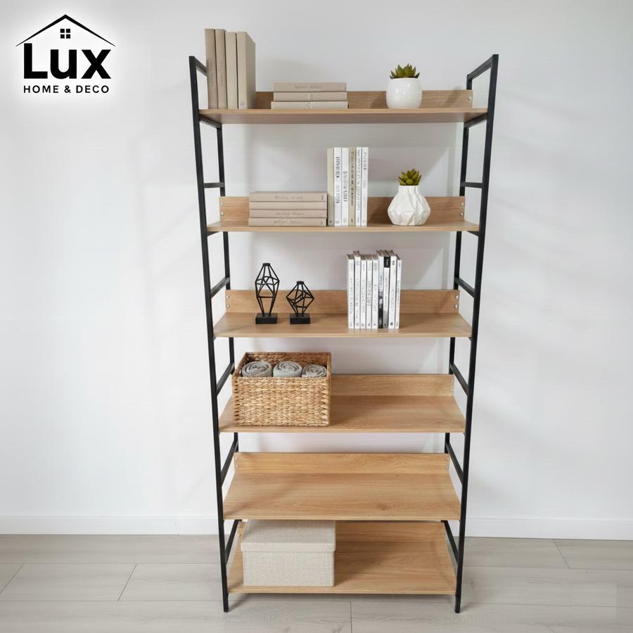 Estante tipo industrial 175 × 80 — Metal negro y 6 estantes