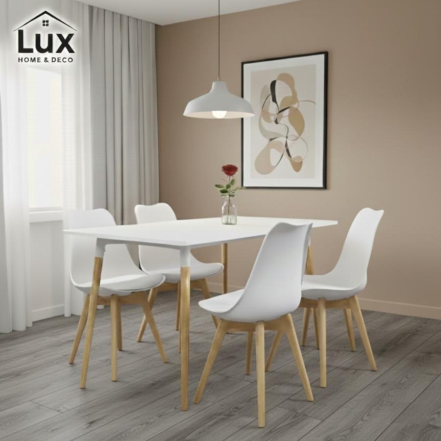 Mesa de comedor nórdica 120 × 80 — MDF mate y patas de madera