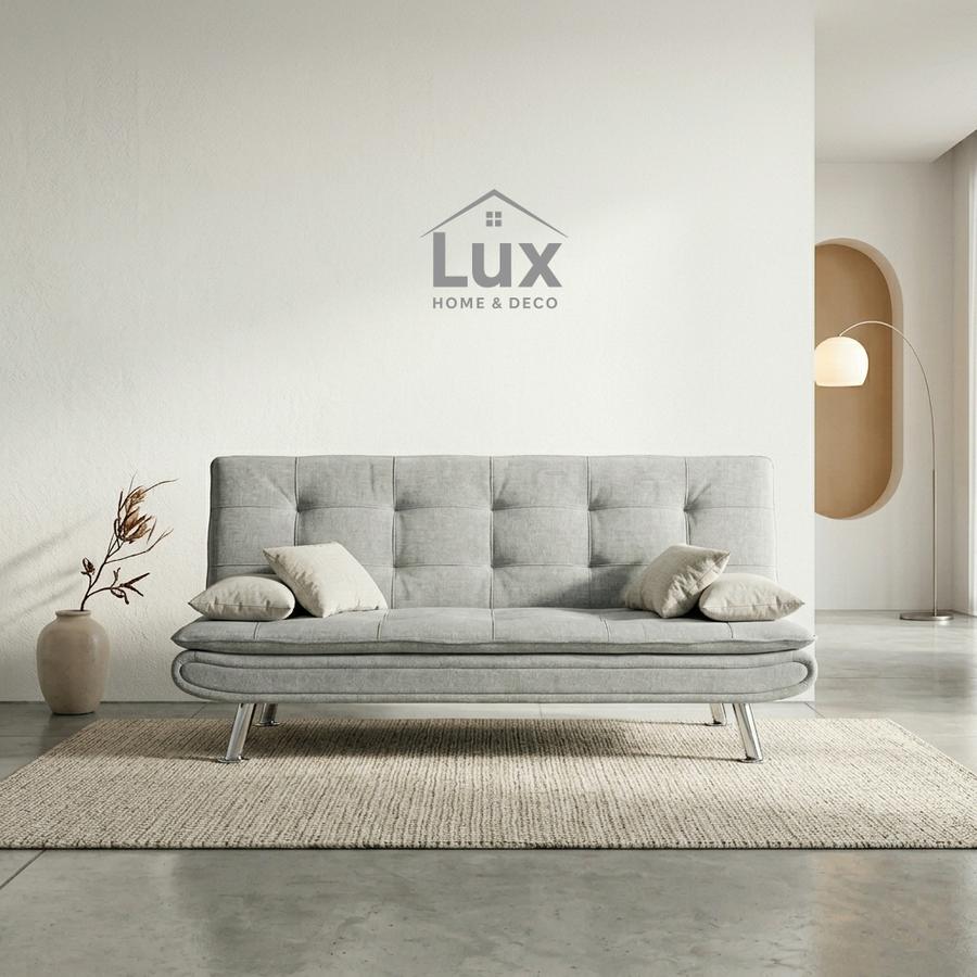 Futón sofá cama Soft Praga — Futón chenille gris 180 cm